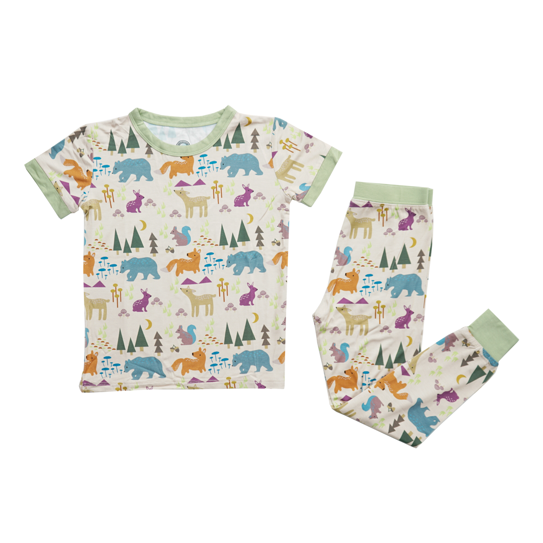 Forest Friends Short Sleeve Toddler Pajama Set - HoneyBug 