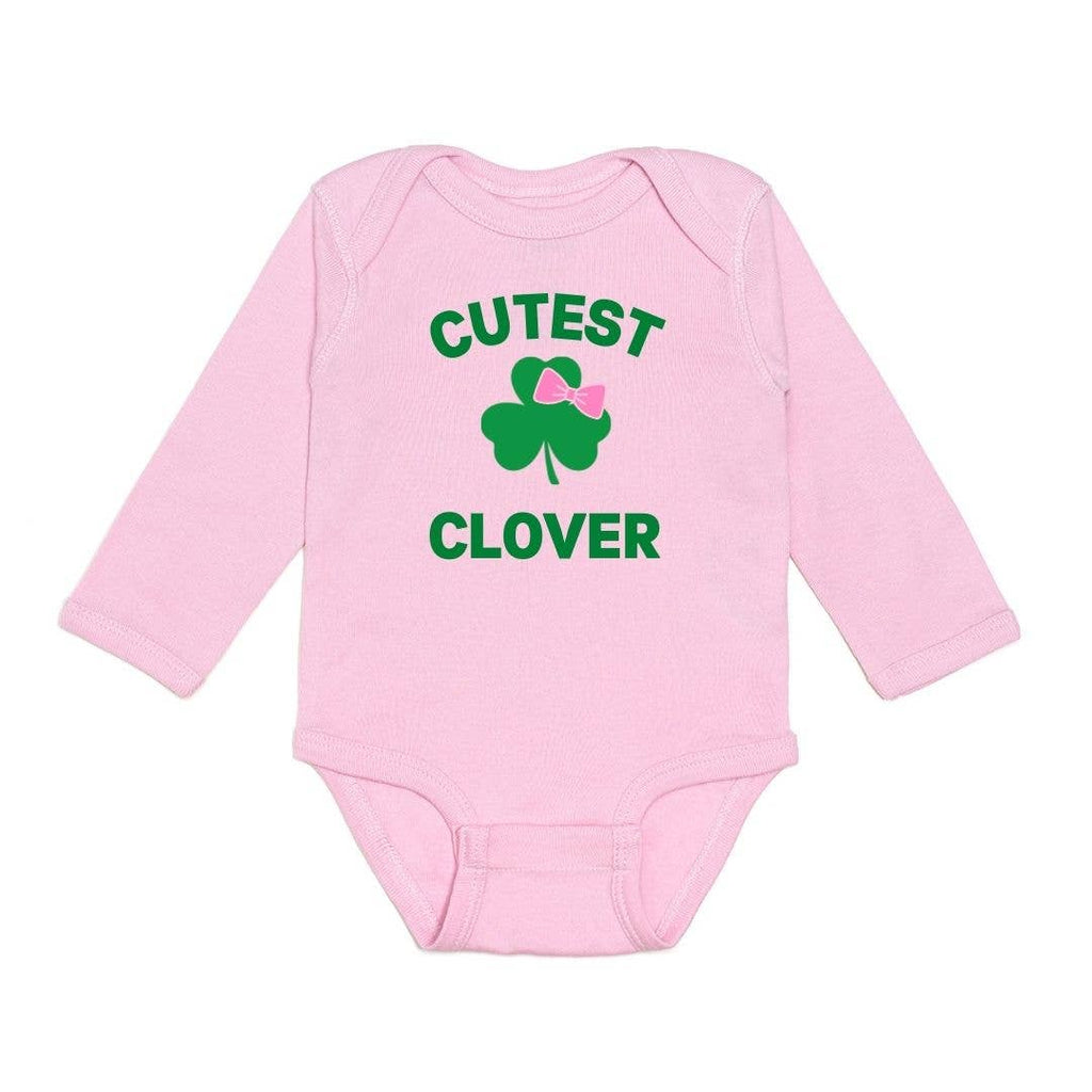 Cutest Clover Pink Long Sleeve Bodysuit - HoneyBug 