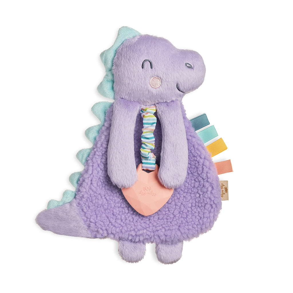 Itzy Lovey™ Purple Dino Plush with Silicone Teether Toy - HoneyBug 