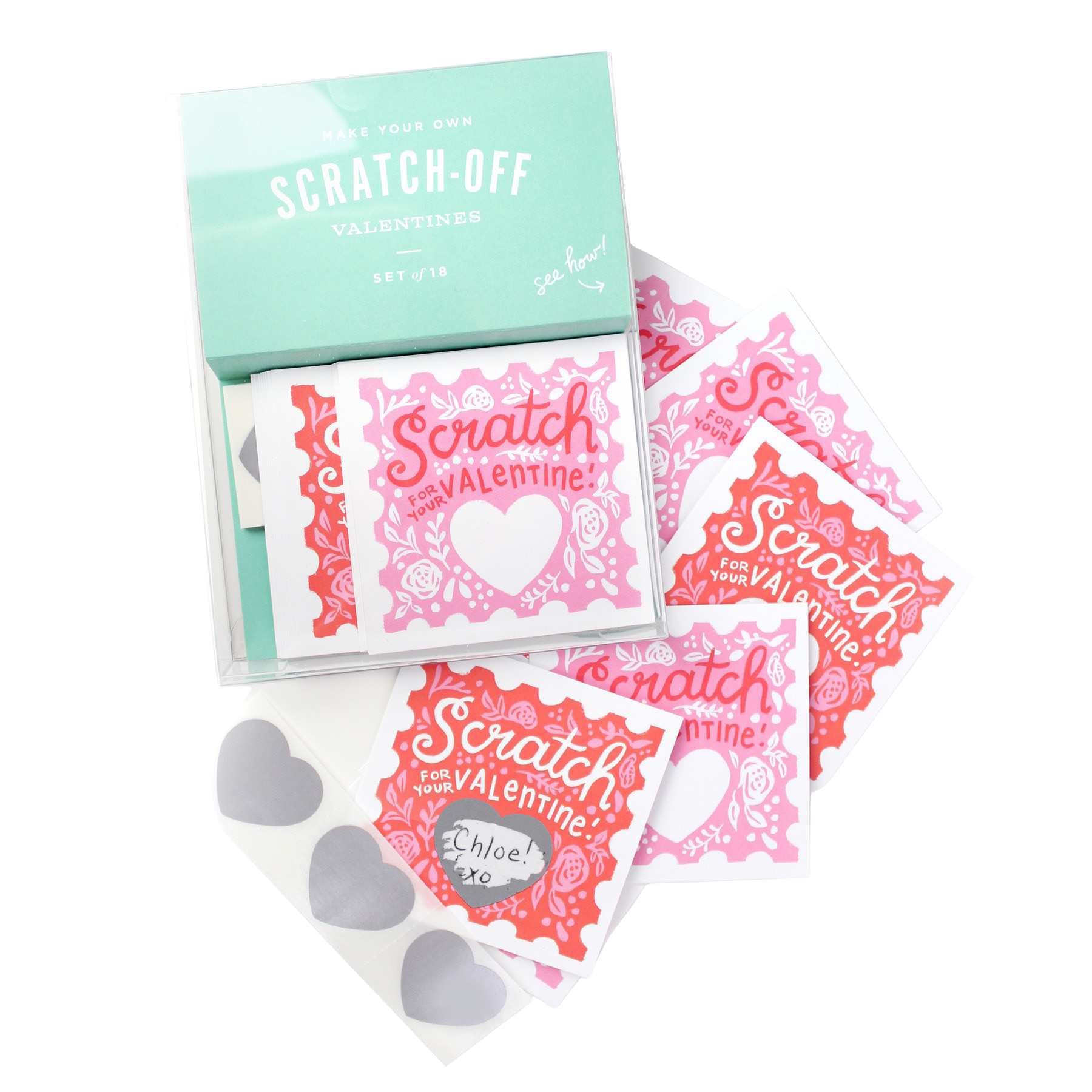 Scratch-off Valentines - Floral 18pk - HoneyBug 