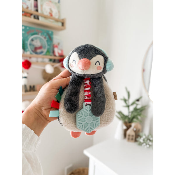 Itzy Lovey Holiday Plush + Teether Toy - Penguin - HoneyBug 