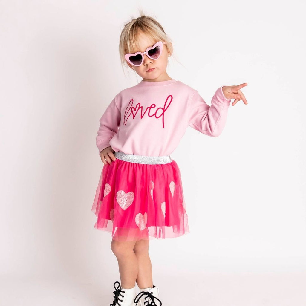 Pink Hearts Tutu - Dress Up Skirt - Valentine's Day Kids Tutu - HoneyBug 