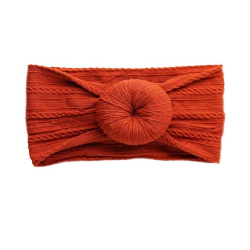 Burnt Orange Cable Knit Bun Baby Headband - HoneyBug 
