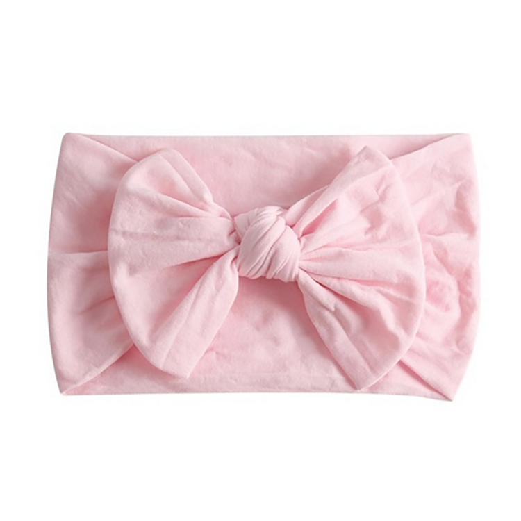 Pink Nylon Bow Baby Headband - HoneyBug 
