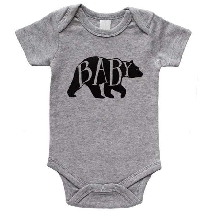 Baby Bear Bodysuit - Gray - HoneyBug 