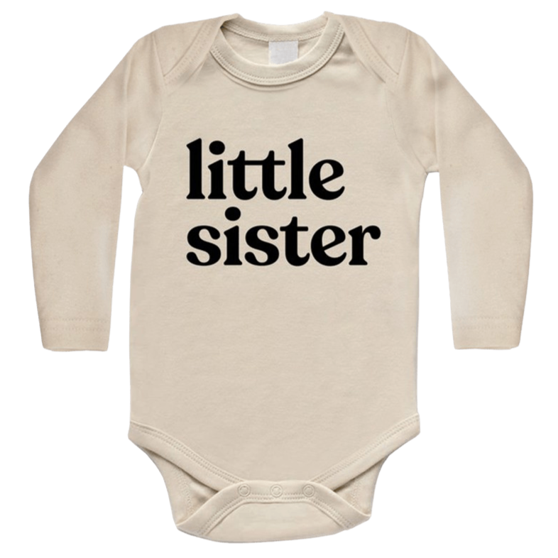 Little Sister Bodysuit - Long Sleeve - Cream - HoneyBug 