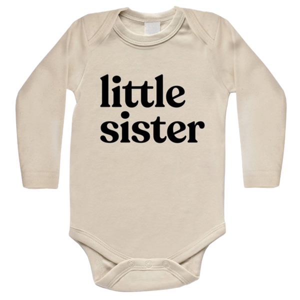 Little Sister Bodysuit - Long Sleeve - Cream - HoneyBug 