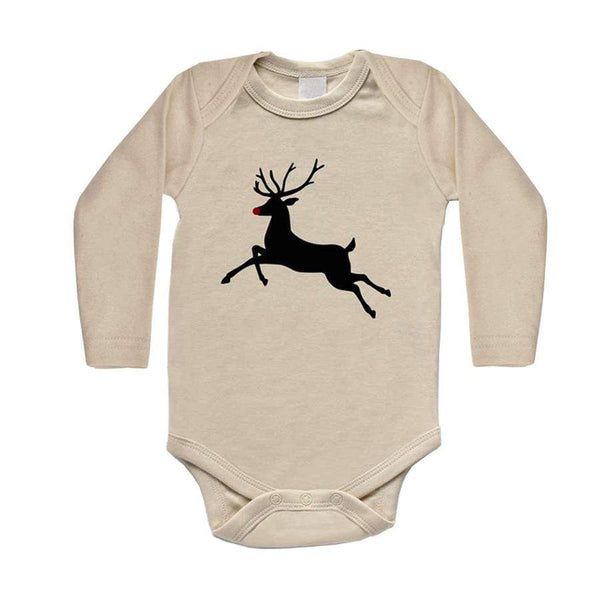 Organic Long Sleeve Rudolph The Reindeer Bodysuit - HoneyBug 