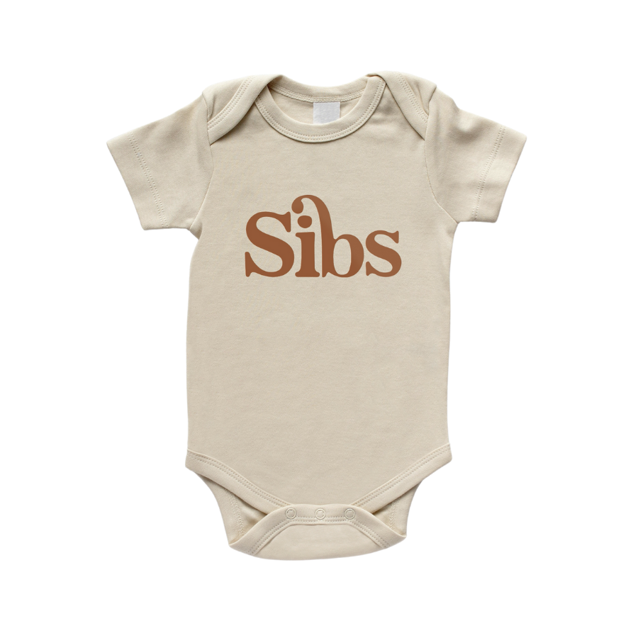 Sibs Organic Baby Bodysuit • Camel Ink - HoneyBug 