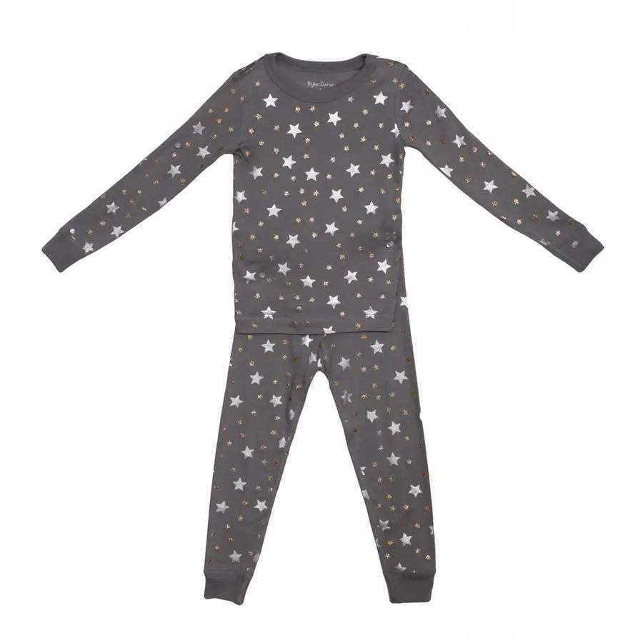 Grey Stars Long Sleeve Pajamas - HoneyBug 