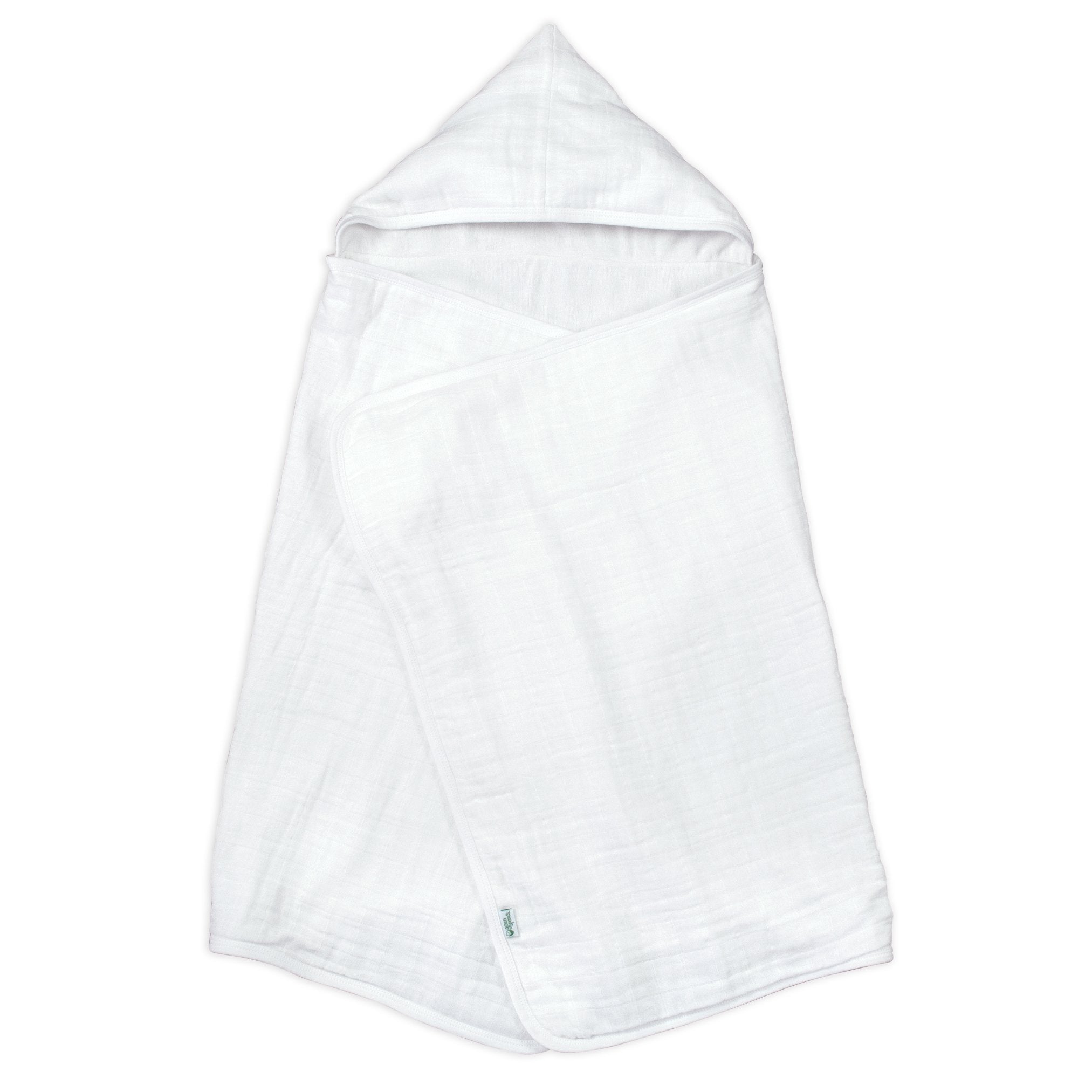 Muslin Hooded Towel Made From Organic Cotton - White - HoneyBug 