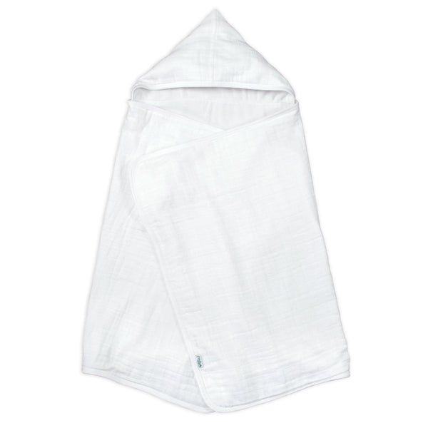 Muslin Hooded Towel Made From Organic Cotton - White - HoneyBug 
