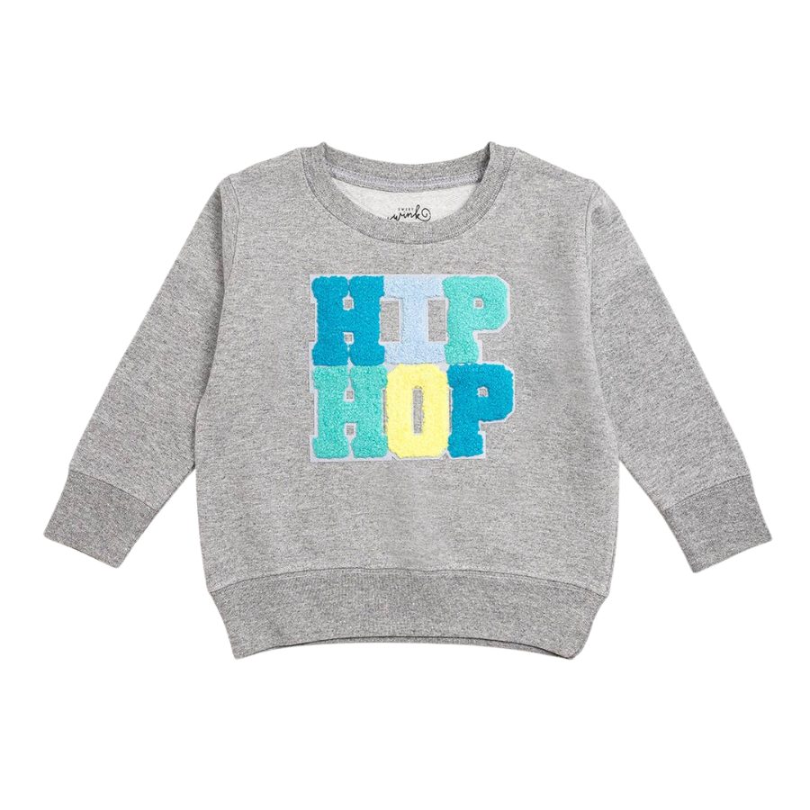 Hip Hop Patch Sweatshirt - Grey - HoneyBug 