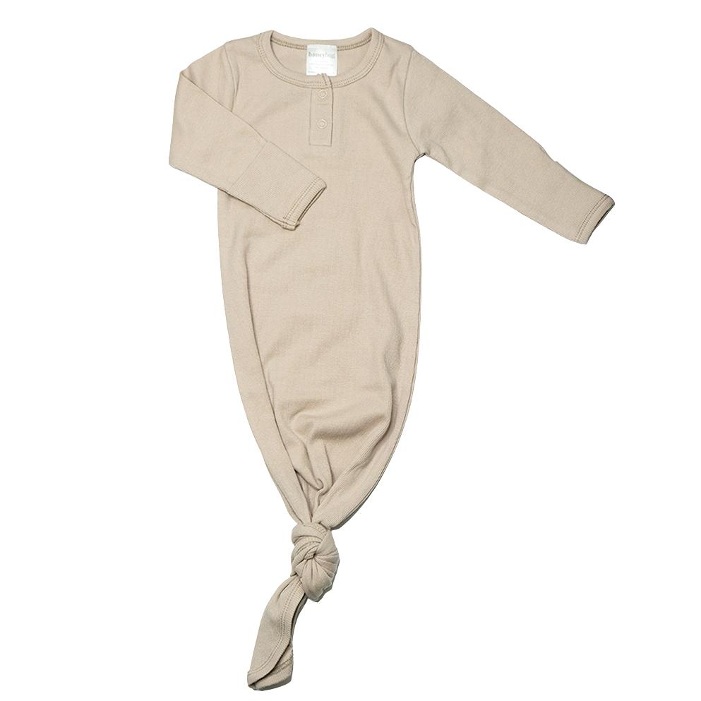 Organic Cotton Ribbed Gown - Sand - HoneyBug 