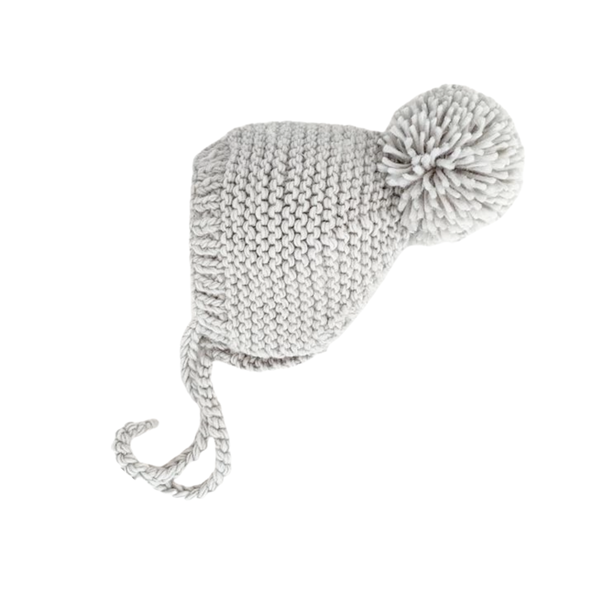 Gray Garter Stitch Knit Bonnet - HoneyBug 