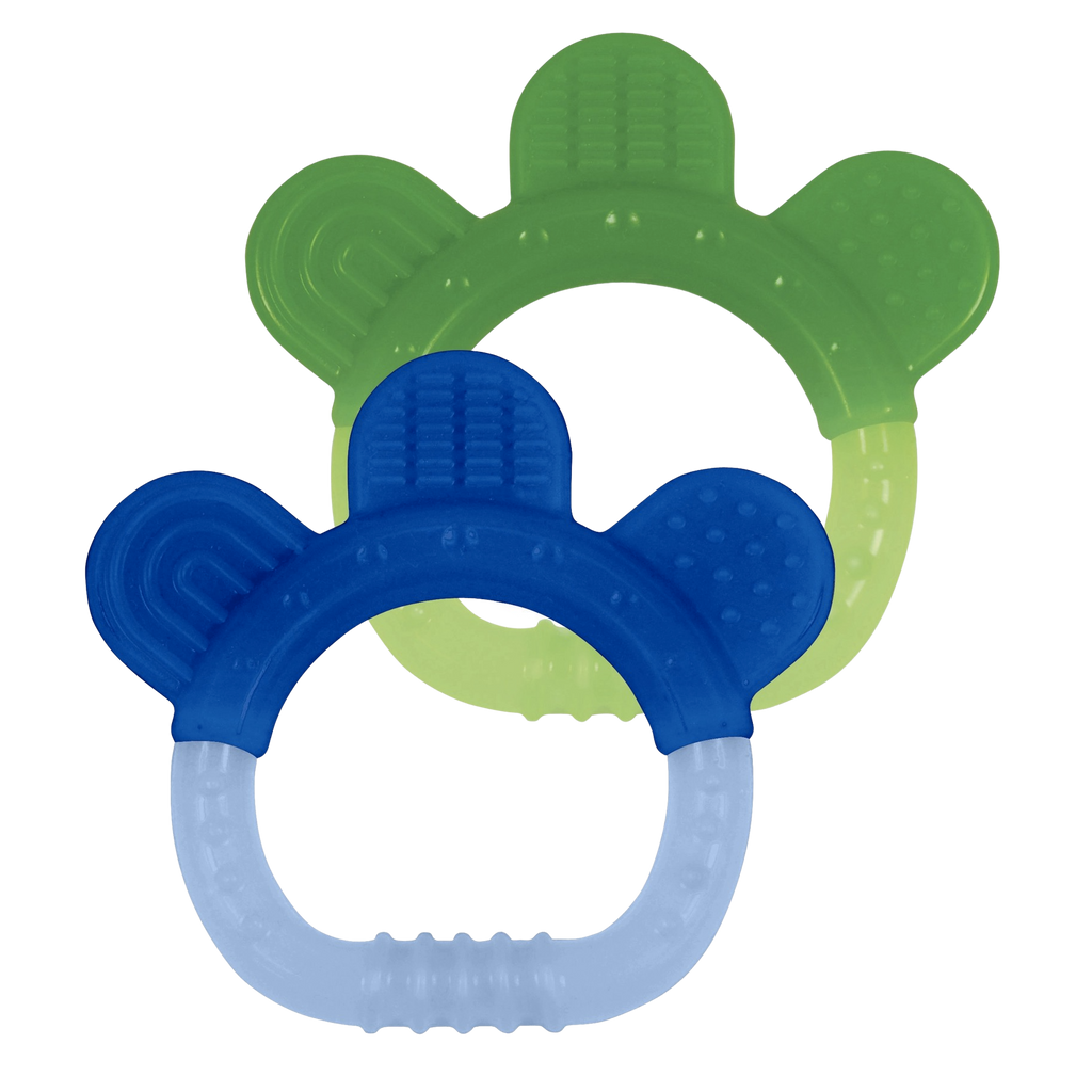 Silicone Teether - 2 pack - Blue & Green - HoneyBug 