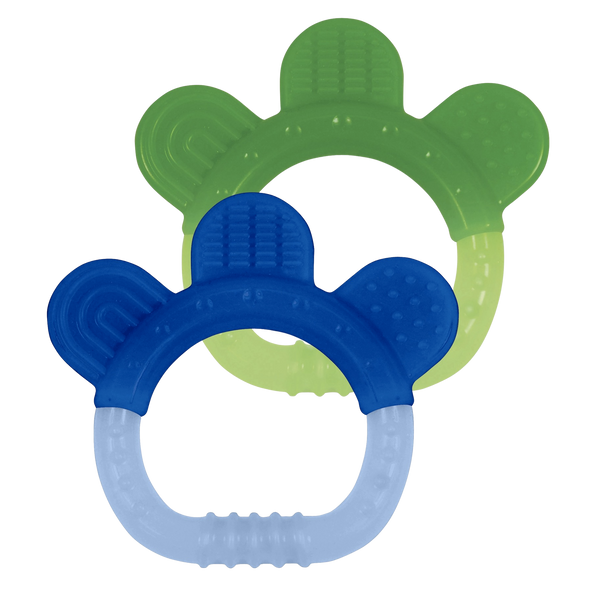 Silicone Teether - 2 pack - Blue & Green - HoneyBug 