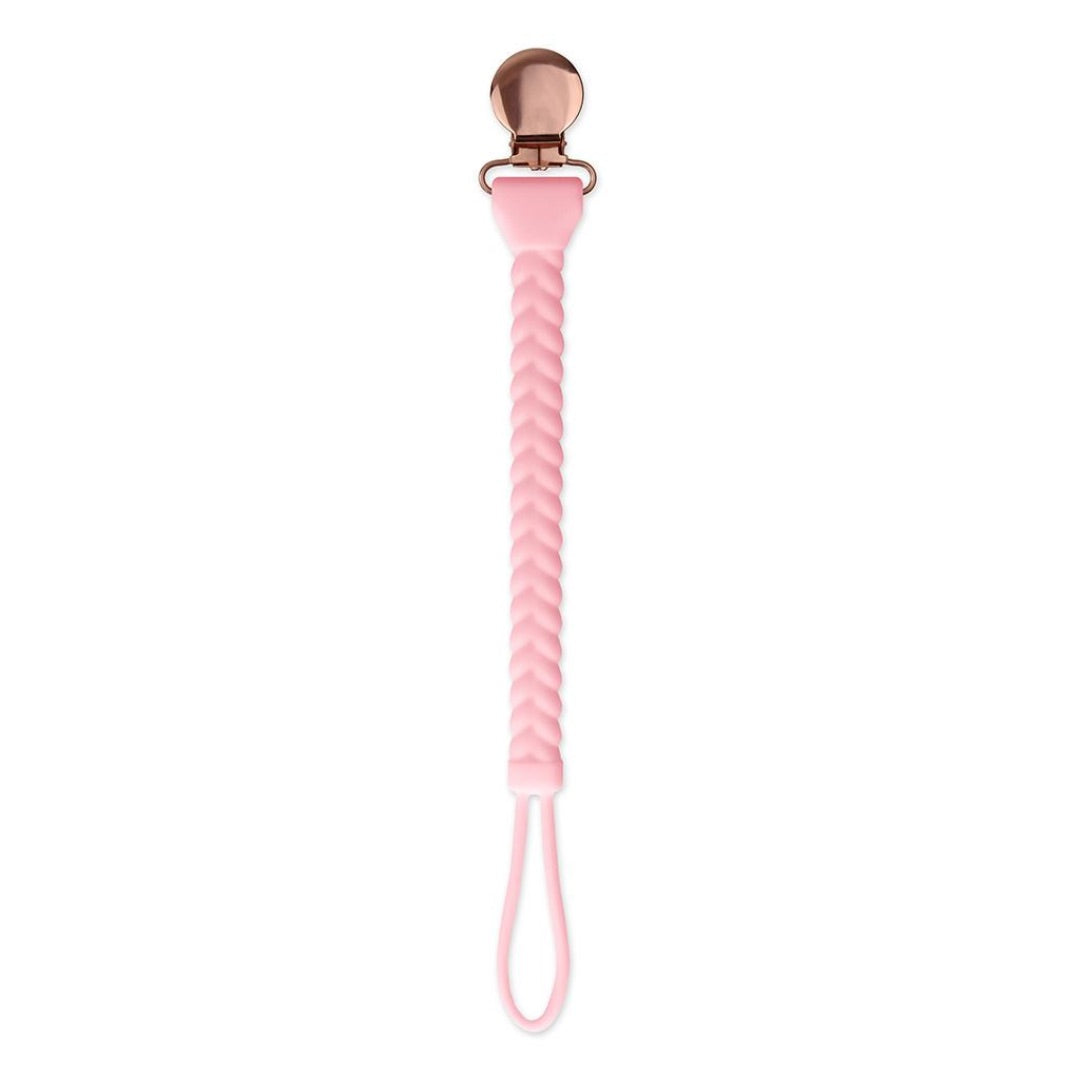 Pink Braid Sweetie Strap Pacifier Clip - HoneyBug 