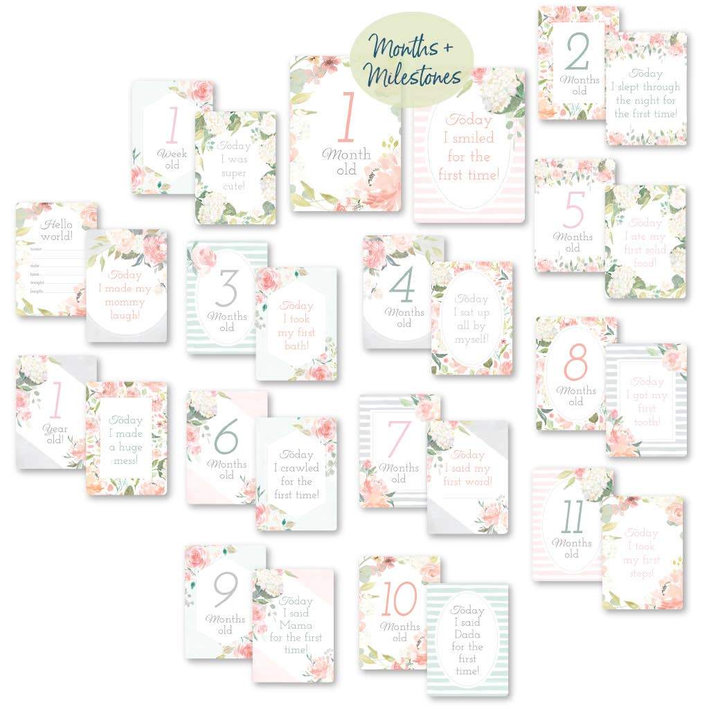 Itzy Moments™ Double-Sided Milestone Cards - Floral - HoneyBug 