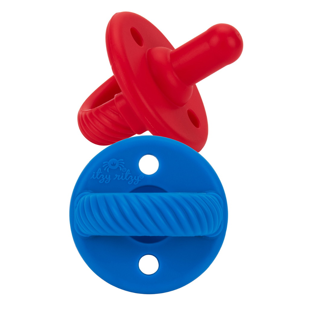 Hero Red + Hero Blue Sweetie Soother™ Pacifier Set - HoneyBug 