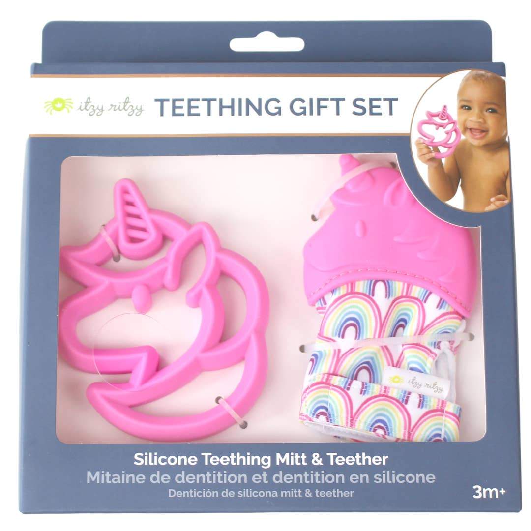 Unicorn Teething Mitt & Teether Gift Set - HoneyBug 