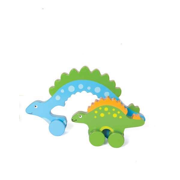 Stegosaurus Dino Mommy and Baby Wooden Roller - HoneyBug 