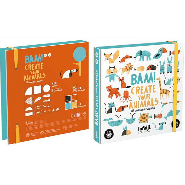 Bam! Animals! - 16 Wooden Stamps - HoneyBug 