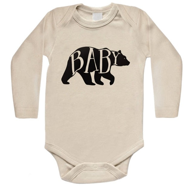 Baby Bear - Long Sleeve Bodysuit - Cream - HoneyBug 