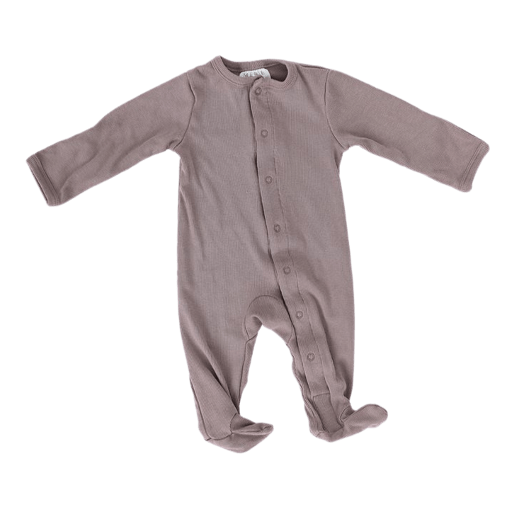 Dusty Plum Ribbed Buttoned One-Piece - HoneyBug 