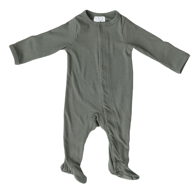 Fern Footed Buttoned One-Piece - HoneyBug 