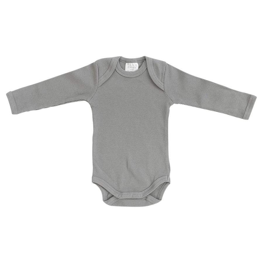 Grey Organic Cotton Long Sleeve Ribbed Bodysuit - HoneyBug 