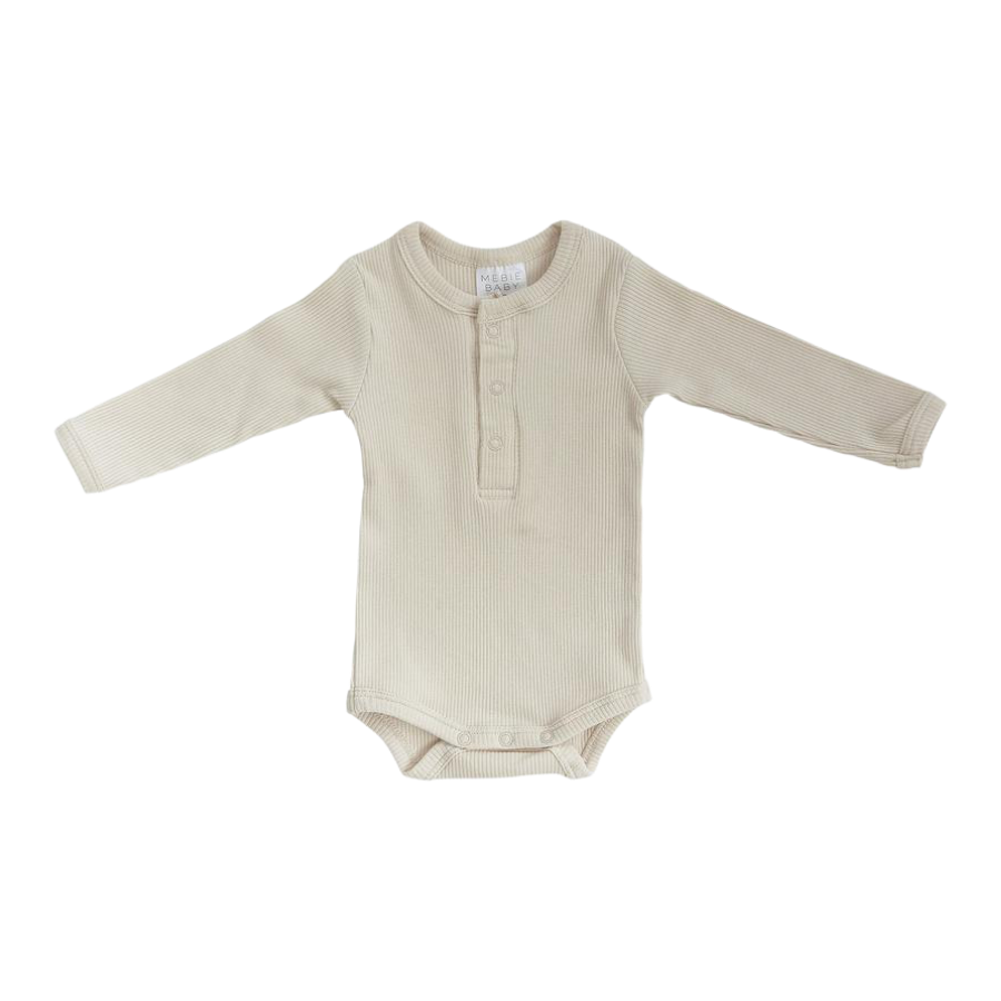 Vanilla Organic Cotton Snap Long Sleeve Ribbed Bodysuit - HoneyBug 