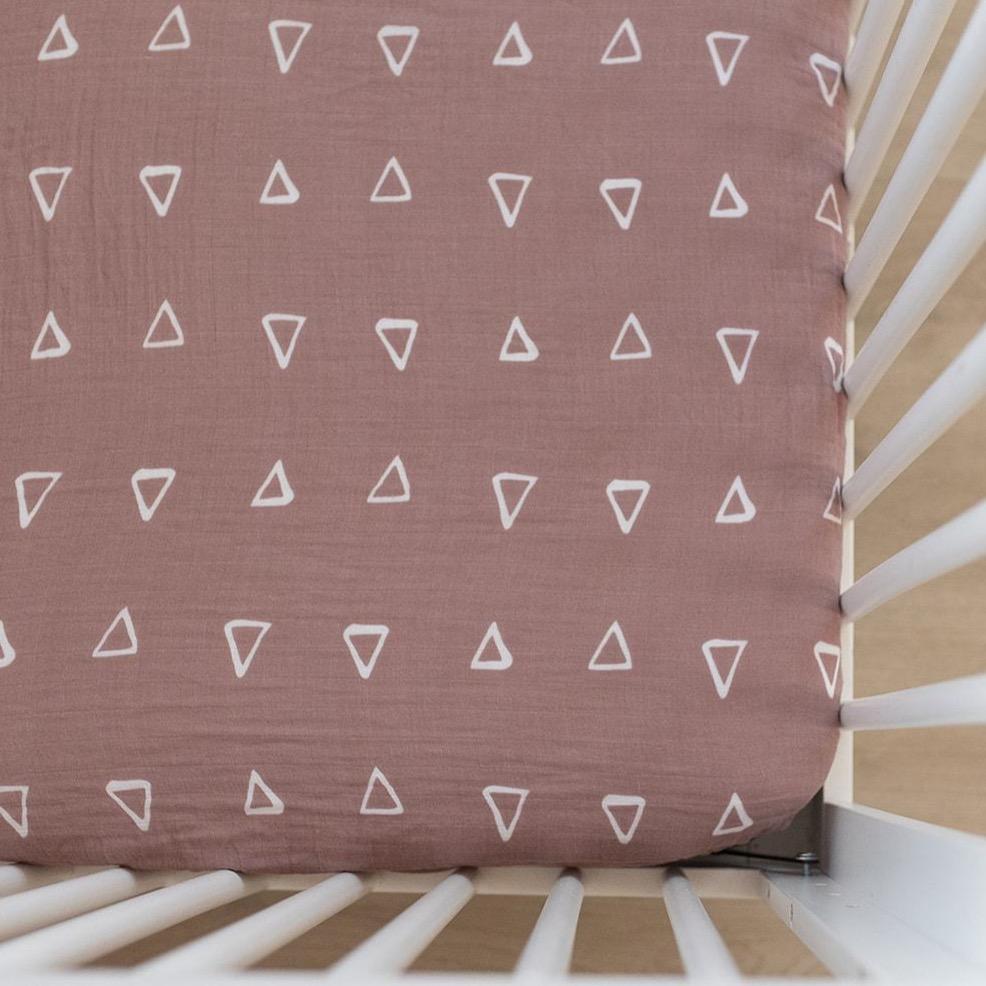 Blush Triangle Crib Sheet - HoneyBug 