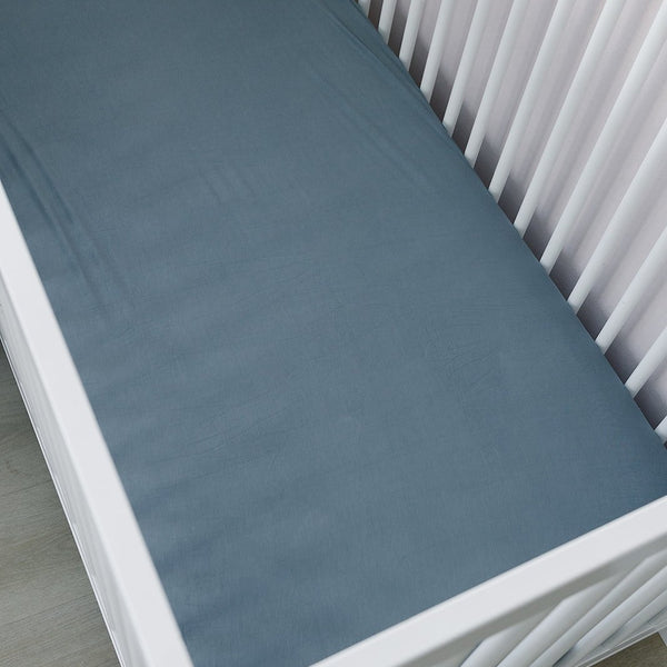 Dusty Blue Stretch Crib Sheet - HoneyBug 