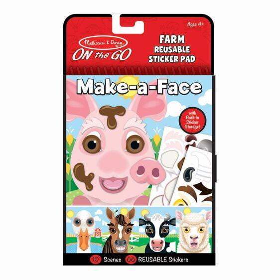 Make-a-Face - Farm Reusable Sticker Pad - On the Go Travel Activity - HoneyBug 