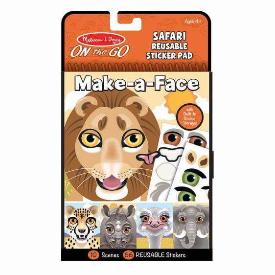 Make-a-Face - Safari Reusable Sticker Pad - On the Go Travel - HoneyBug 