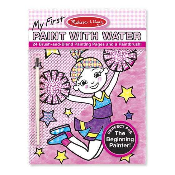 My First Paint With Water Kids' Art Pad With Paintbrush - Cheerleaders, Flowers, Fairies, and More - HoneyBug 