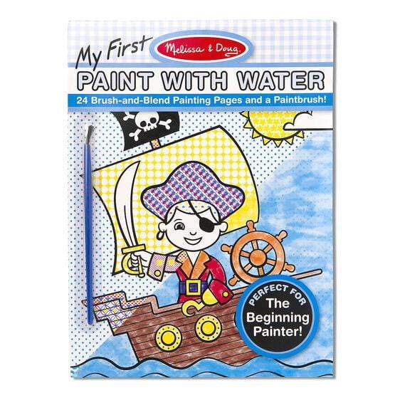 My First Paint With Water Kids' Art Pad With Paintbrush - Pirates, Space, Construction, and More - HoneyBug 