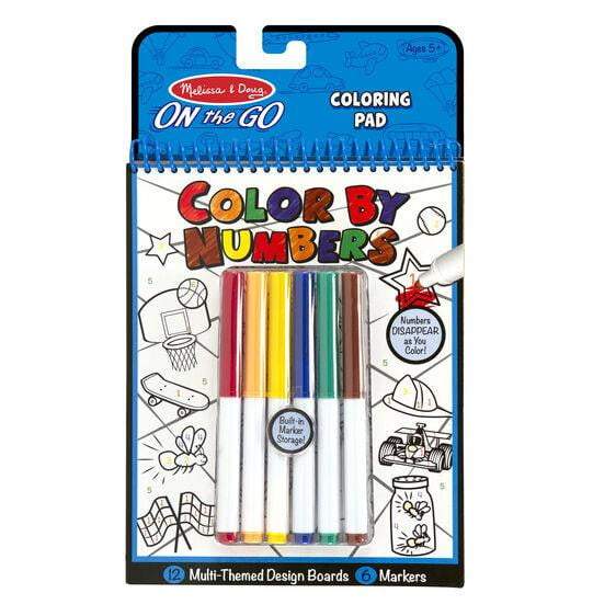 On the Go Color by Numbers Kids' Design Boards With 6 Markers - Playtime, Construction, Sports, and - HoneyBug 