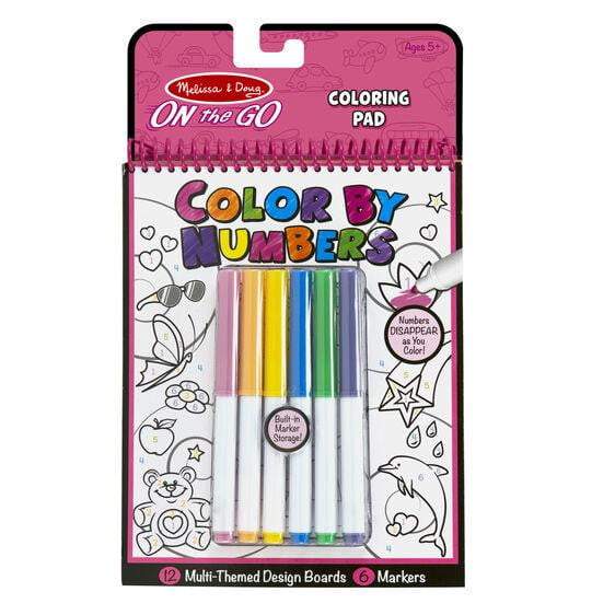 On the Go Color by Numbers Kids' Design Boards With 6 Markers - Unicorns, Ballet, Kittens, and More - HoneyBug 