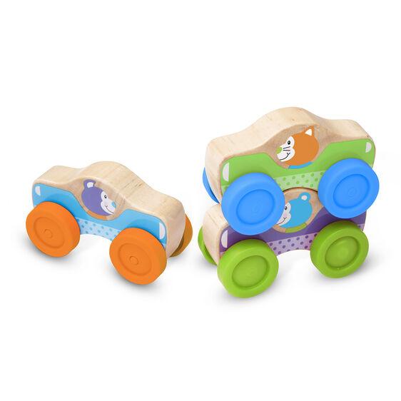 First Play Wooden Animal Stacking Cars - HoneyBug 