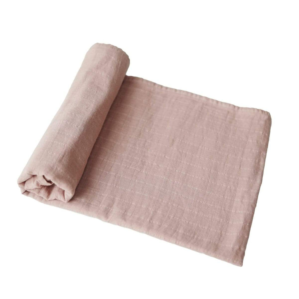 Muslin Swaddle Blanket Organic Cotton (Blush) - HoneyBug 