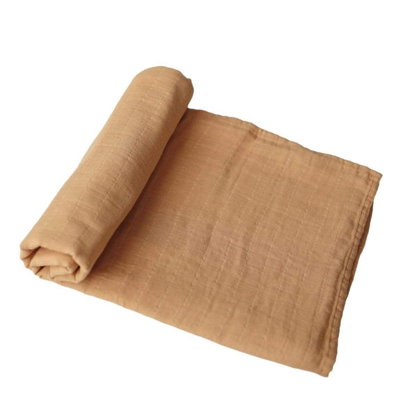 Muslin Swaddle Blanket Organic Cotton (Fall Yellow) - HoneyBug 