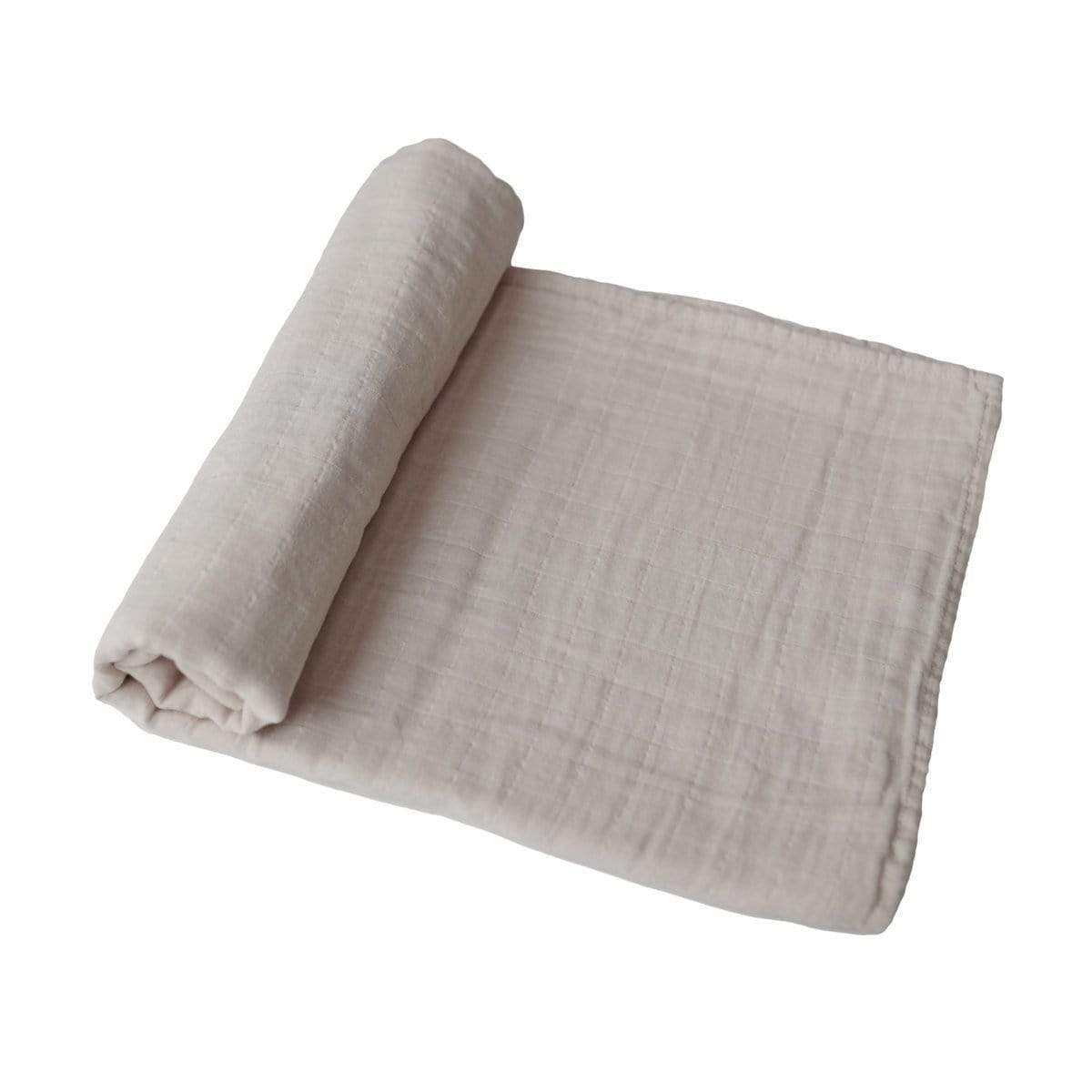 Muslin Swaddle Blanket Organic Cotton (Fog) - HoneyBug 