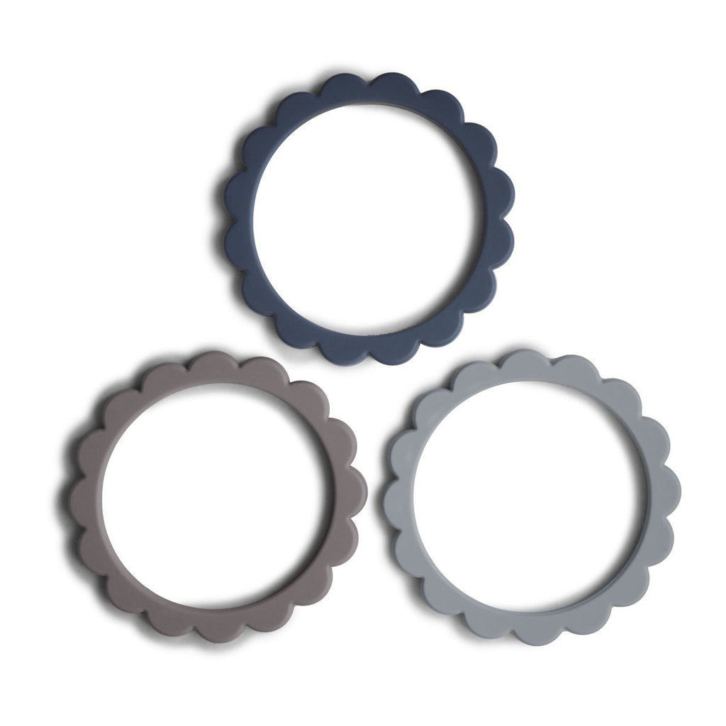Flower Teething Bracelet (Steel/Dove Gray/Stone) - HoneyBug 