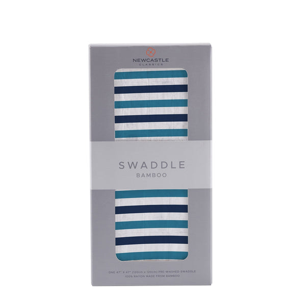 Blue and White Stripe Swaddle - HoneyBug 