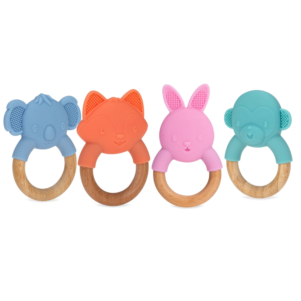 Nuby Natural Teether, Silicone and Wood Teethers - HoneyBug 