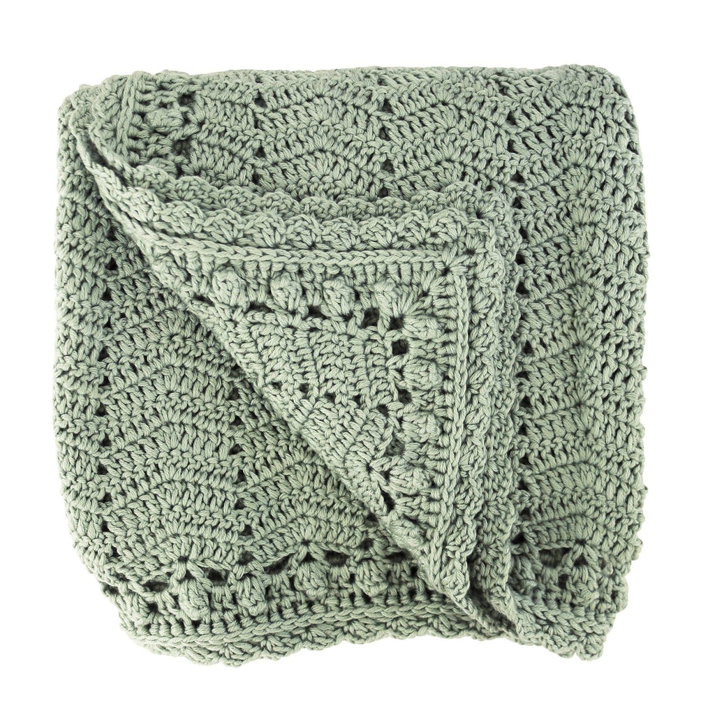 Handmade | Artisan Crocheted | Baby Blanket | Sage - HoneyBug 