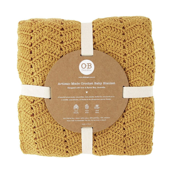 Handmade | Artisan Crocheted | Baby Blanket | Turmeric - HoneyBug 