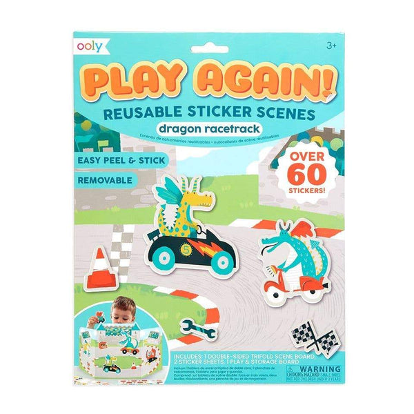Play Again! Reusable Sticker Scenes: Dragon Racetrack - HoneyBug 